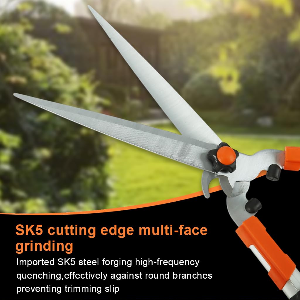 HASTHIP Telescopic Hedge Shears for Garden Pruning with SK5 Steel Blades and Non Slip Grip 27.9–34.2 in