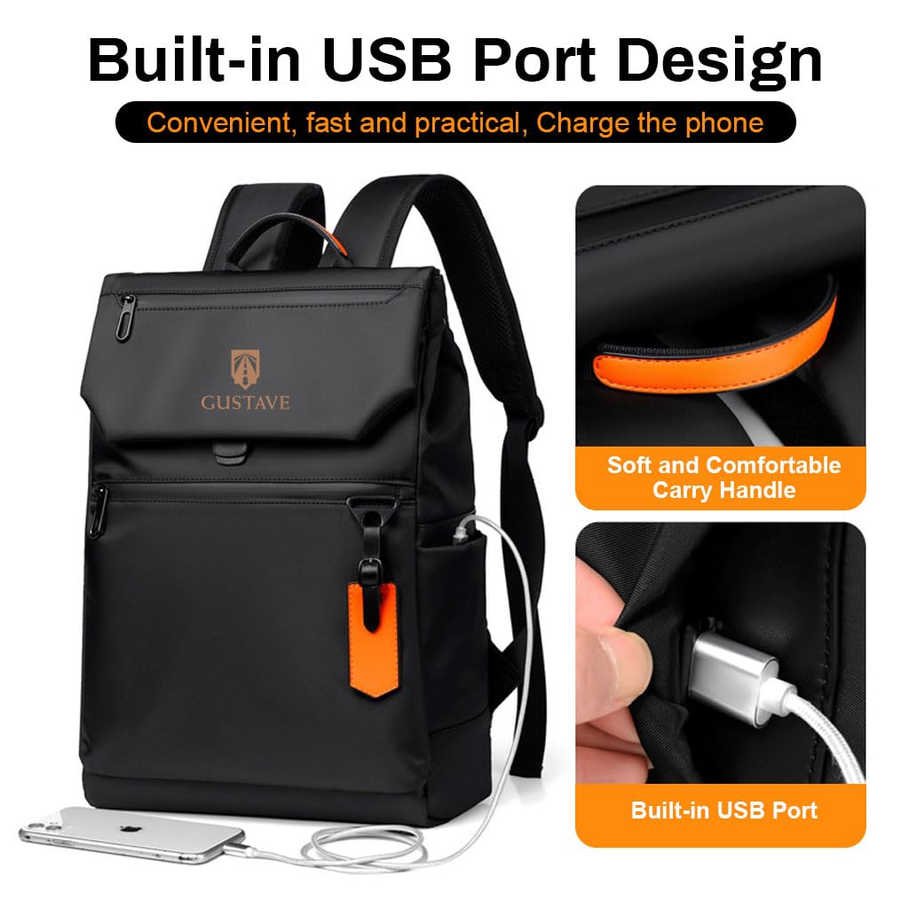 GUSTAVE Laptop Backpack for Men with Waterproof Oxford Cloth and Multi Pockets | 15.6 Inch