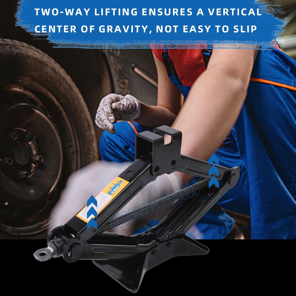 STHIRA Scissor Jack Car Kit for Tire Changes with 2 Ton 4409 lbs Lift Range 3.85–17.4 in | Ratchet Wrench and Steel Construction