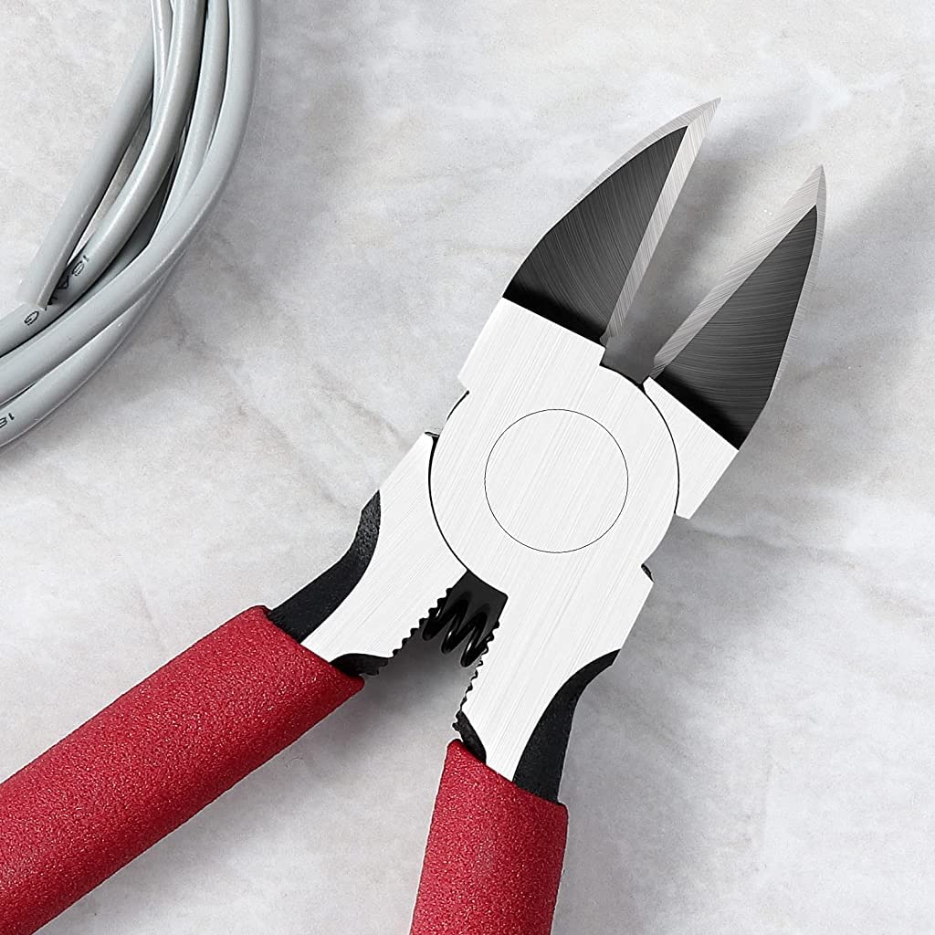 Serplex Wire Cutter 6 Inch for Jewelry Making and Electrical Tasks with Non Slip Handle | Flush Cut Pliers Featuring Sharp Blades and Spring Loaded Mechanism