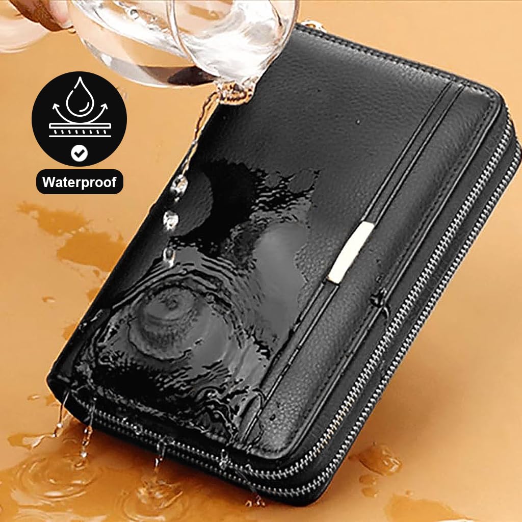 GUSTAVE Wallet for Men with Double Layer Design and Hand Grip 8.2x4.7 in Black | Gift Choice
