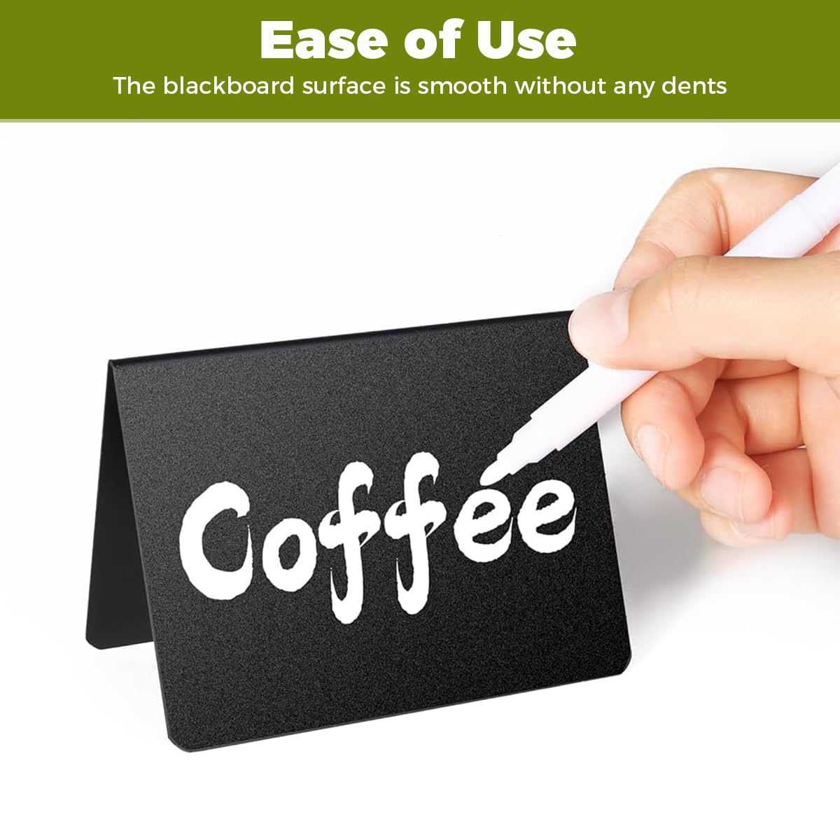 Climberty Blank Dry Erase Signs for Buffet Tables featuring Double Sided Triangle Stands 12Pcs 100x75mm