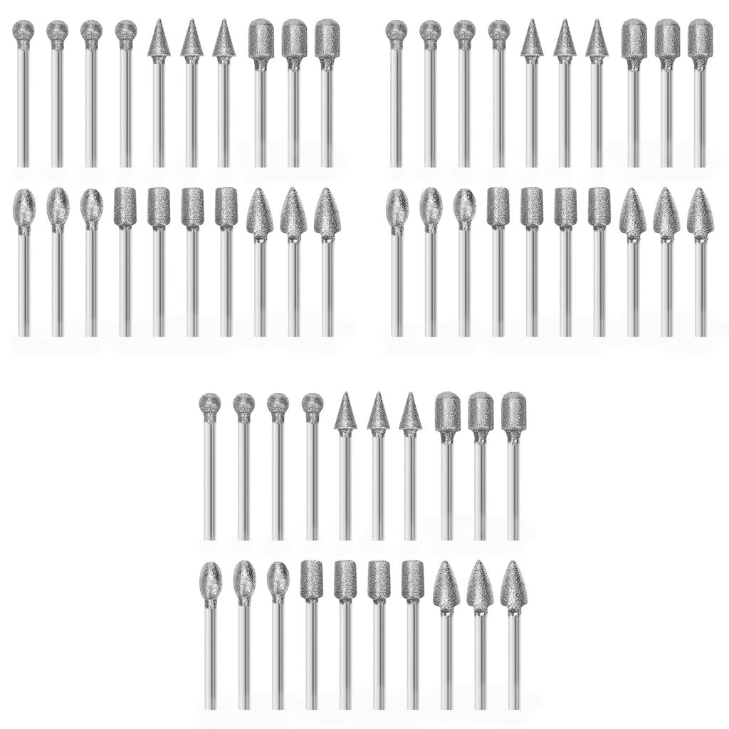 Serplex Diamond Drill Bit Set for Stone Carving with 20PCS and 1/8 inch Shank | 6 Designs