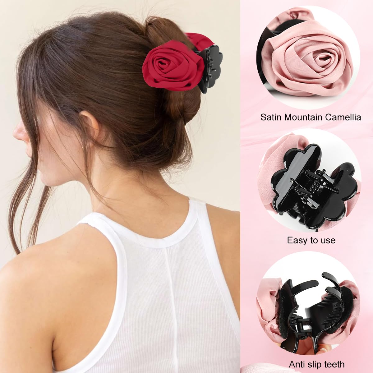 MAYCREATE Hair Clips for Women with Secure Spring-Loaded Hold and 1.57 in Size | Lightweight Acrylic Floral Claw Set