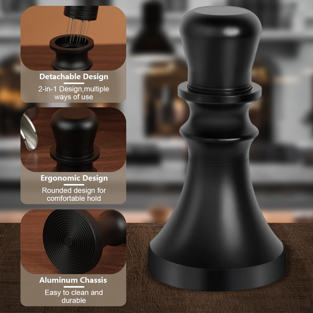 Supvox Espresso Tamper 51mm for Coffee Making with Hidden Needle Distributor and Ergonomic Handle