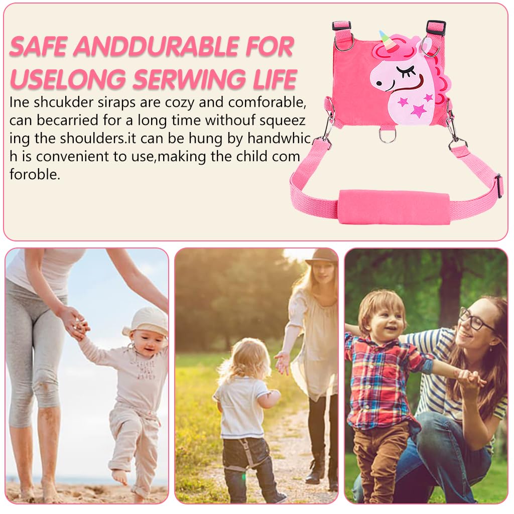 SNOWIE SOFT® 3 in 1 Baby Walking Support Toddlers Walking Harnesses with Strap Cartoon Pink Unicorn Toddler Harness Kids Assistant Strap Toddler Walking Harnesses for Toddler 1-3 Years Olds