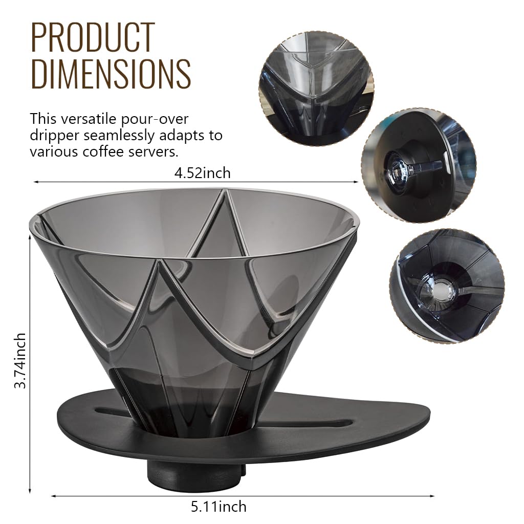 Supvox Pour Over Coffee Dripper with Ergonomic Grip and Heat Resistant Plastic | Universal Fit