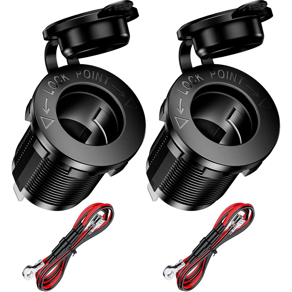 STHIRA Cigarette Lighter Socket USB Charger for Car RV Boat Motorcycle | 2Pack 12V Waterproof Adapter