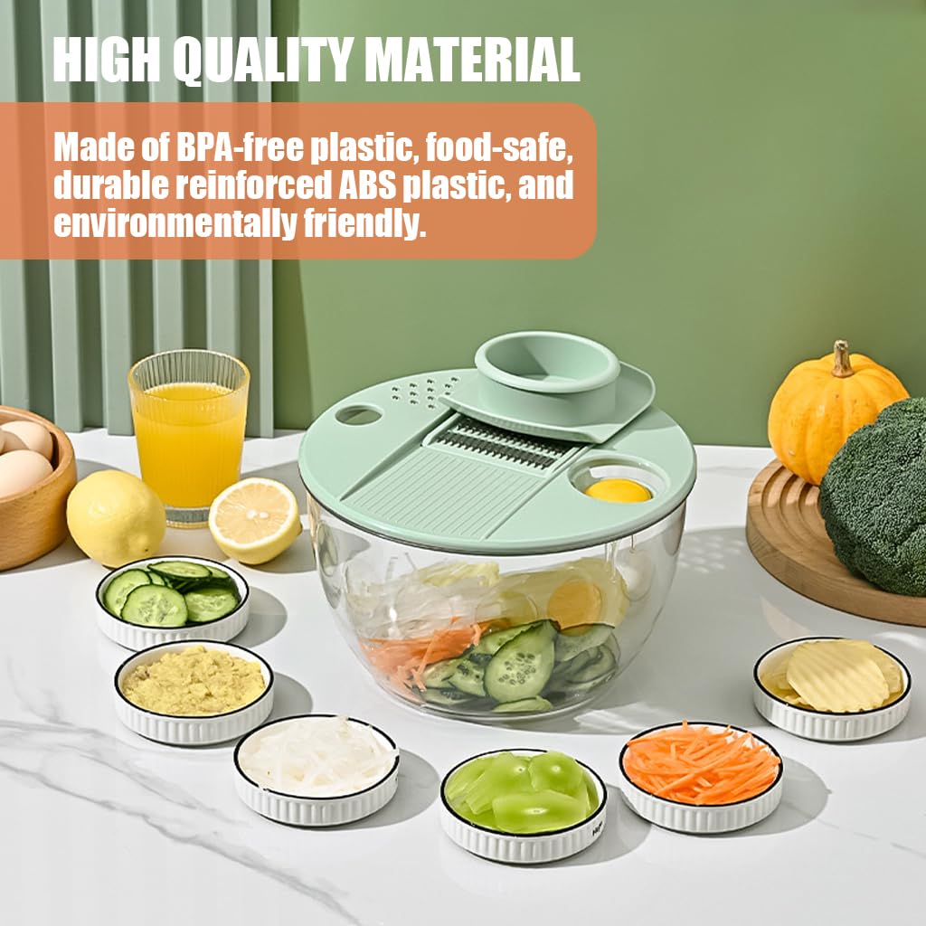 HASTHIP® 4L Salad Dryer Bowl Multifunctional Salad Processer Bowl with 6 In 1 Food Processer Blades Large Capacity Salad Dryer Bowl