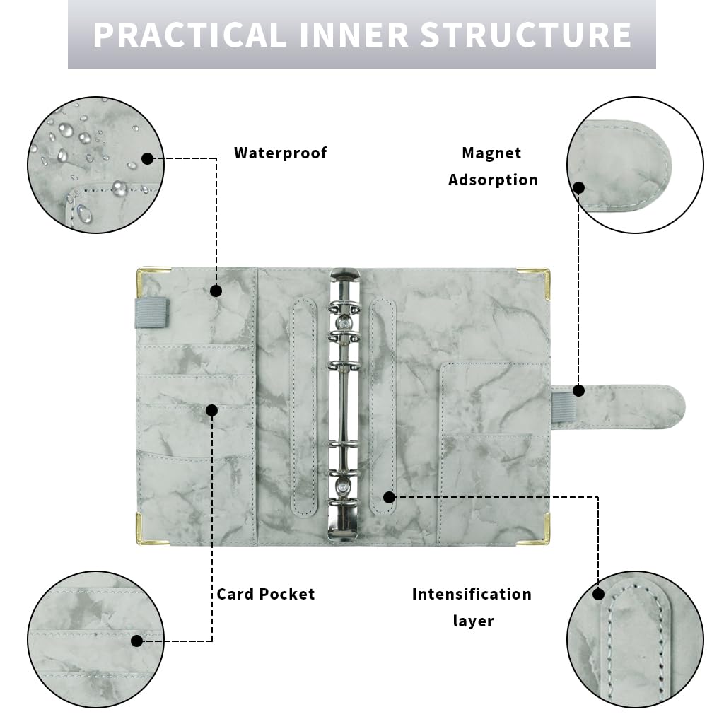 Climberty A6 Budget Binder for Cash Management with 8 Envelopes and 6 Ring PU Cover | Money Organizer for Home and Office