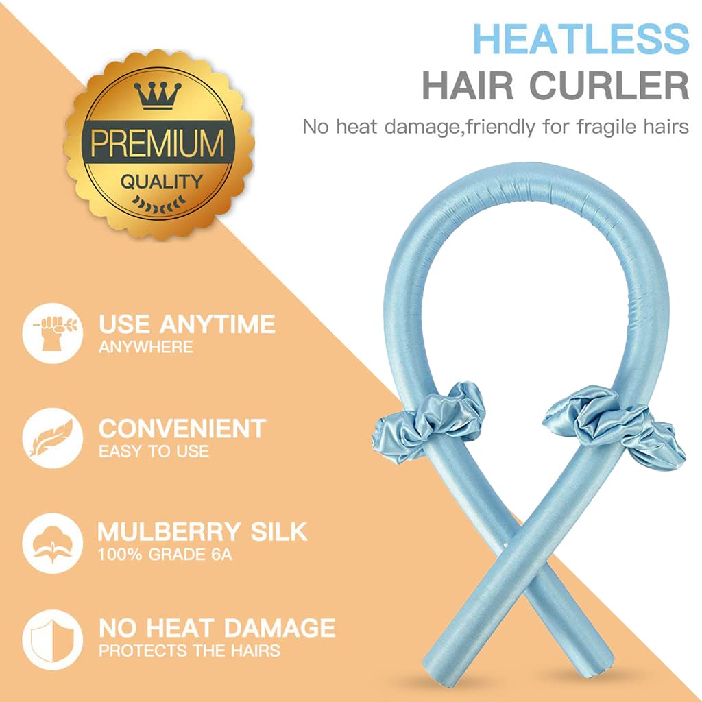 MAYCREATE Heatless Curling Rod Headband for Overnight Use with Pearl Cotton Ribbon | No Heat Hair Curlers for Long and Medium Hair