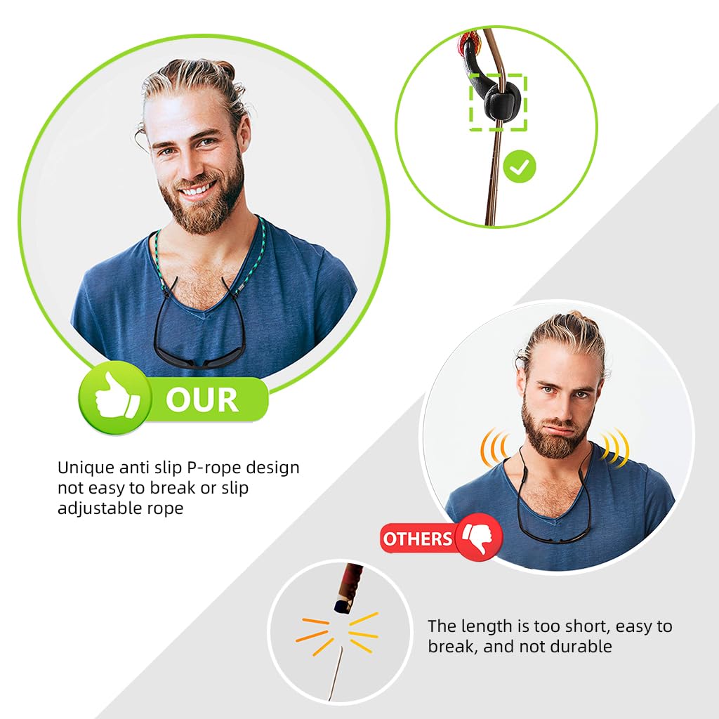 HASTHIP Specs Holder Glasses Strap for Sports and Daily Use with Adjustable 28 in Cord | 5 Pcs Polyester Eyeglass Chain for Men and Women