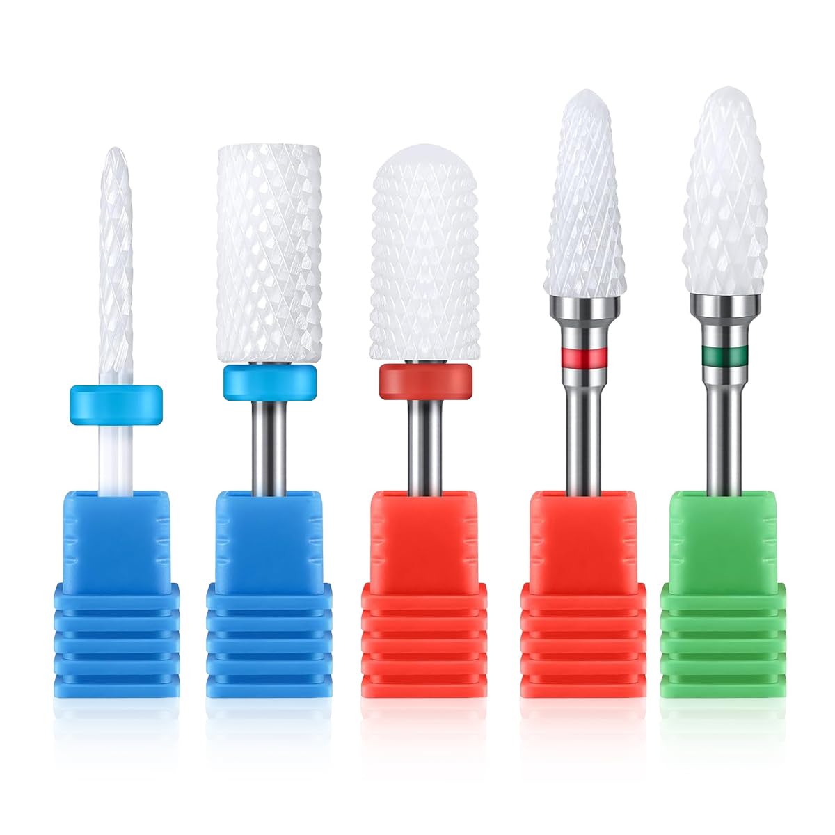 MAYCREATE Ceramic Nail Drill Bits 5 Pcs 2.35mm Shank for Gel Removal and Cuticle Care | Universal Fit