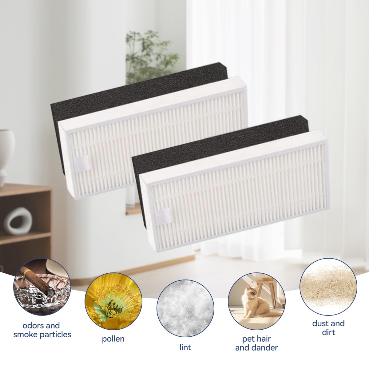 Verilux Replacement Filters for Ecovacs Deebot Y1 Pro featuring tailored fit pack of 4