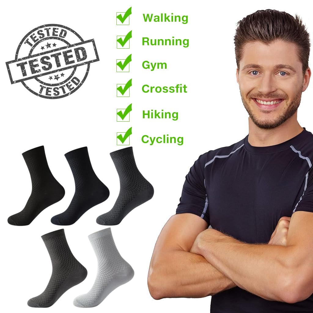GUSTAVE Bamboo Ankle Socks for Men with Anti Odor Fiber | Pack of 5 Breathable Cotton
