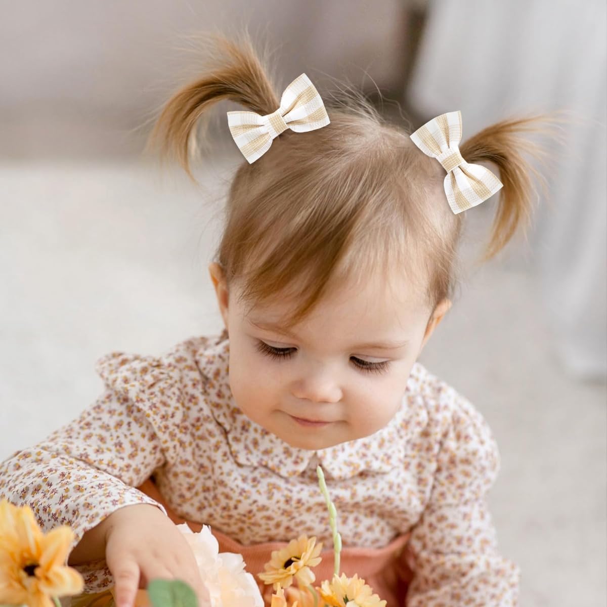 SNOWIE SOFT Baby Hair Clips for Girls featuring Fabric-Coated Metal Pins 20Pcs 1.9in | Gift-Ready Bow Designs