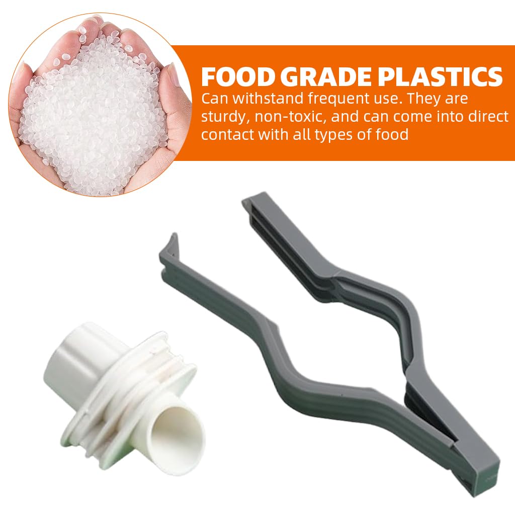 Supvox Food Bag Clips for Cereal and Grains with Pour Spout and Thread Cap | 4Pcs Reusable Plastic Sealers