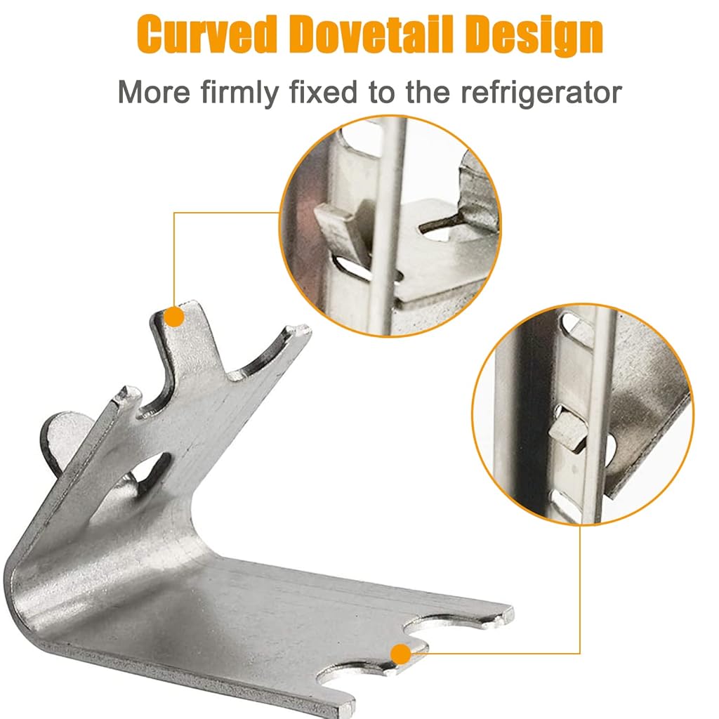 Supvox® Stainless Steel Shelf Clip for Refrigerator,Replacement Shelf Square Buckles Clips (10)-Silver