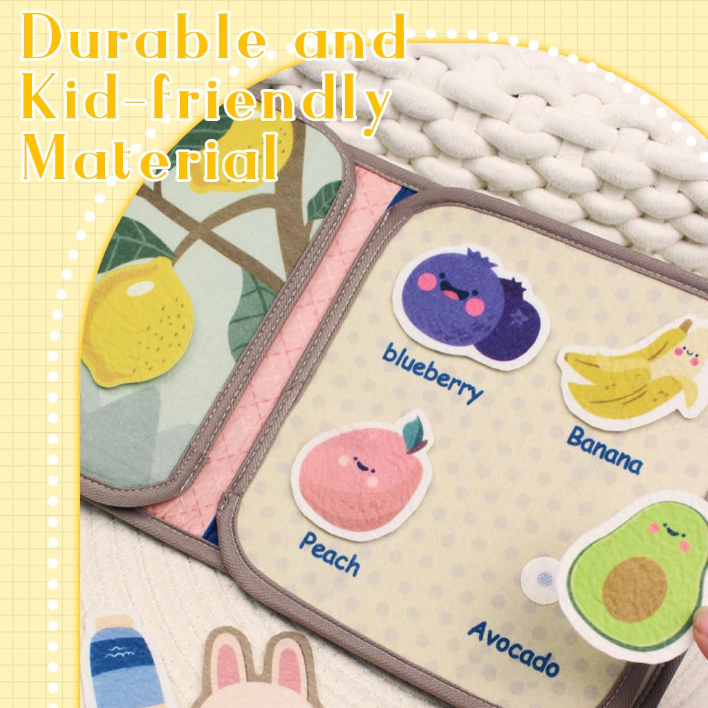 SNOWIE SOFT Baby Busy Book for Early Learning with Squeaky Toy and 21.5x21 cm Fabric Pages | Travel-Friendly Quiet Book for Toddlers 6–24 Months