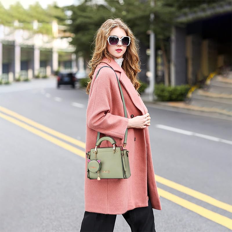 Zibuyu Hand Bag for Women for Daily Use with Cat Ear Pouch and Detachable Strap 24x10x18cm