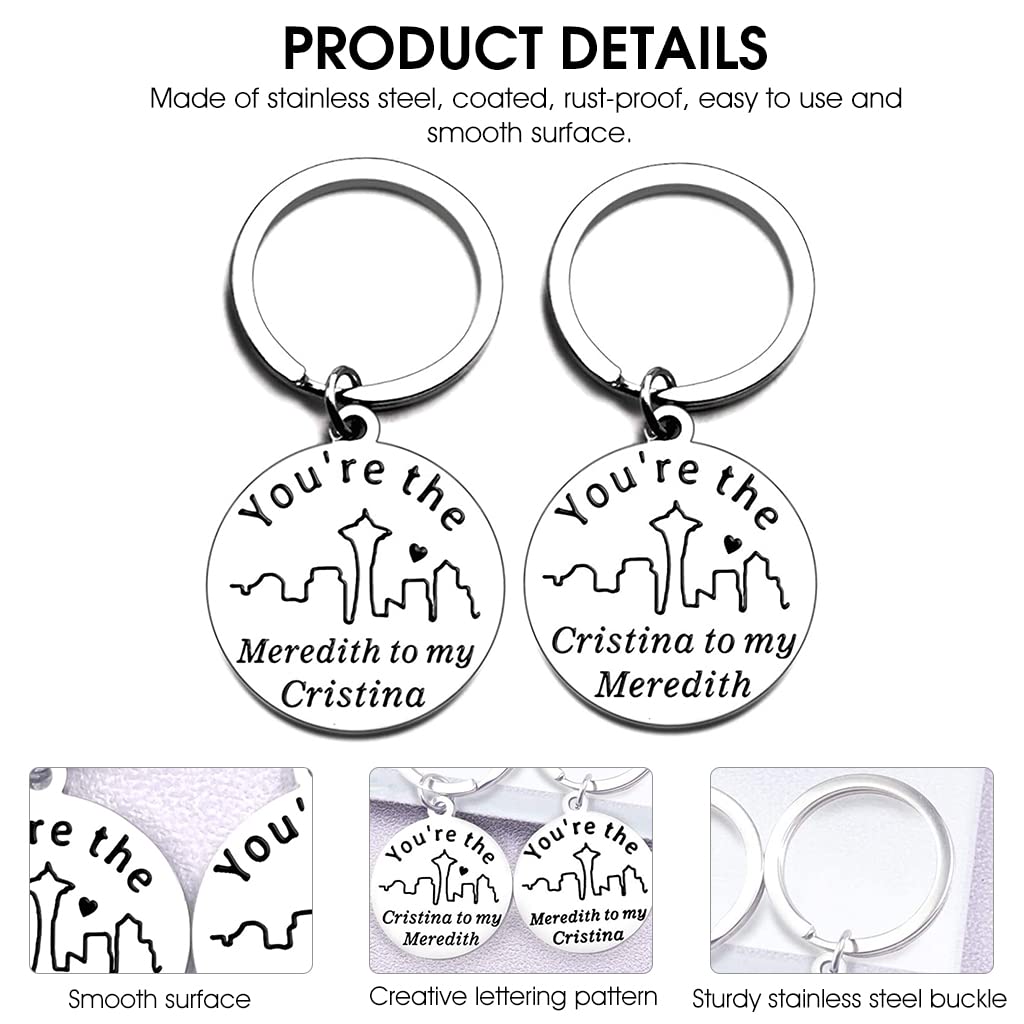 ELEPHANTBOAT® A Pair Couple Keychains with Box, Best Friends Soul Sisters BFF Keychains, You're The Meredith to My Cristina' and 'Cristina to My Meredith' Keyrings Birthday Valentine Gifts.