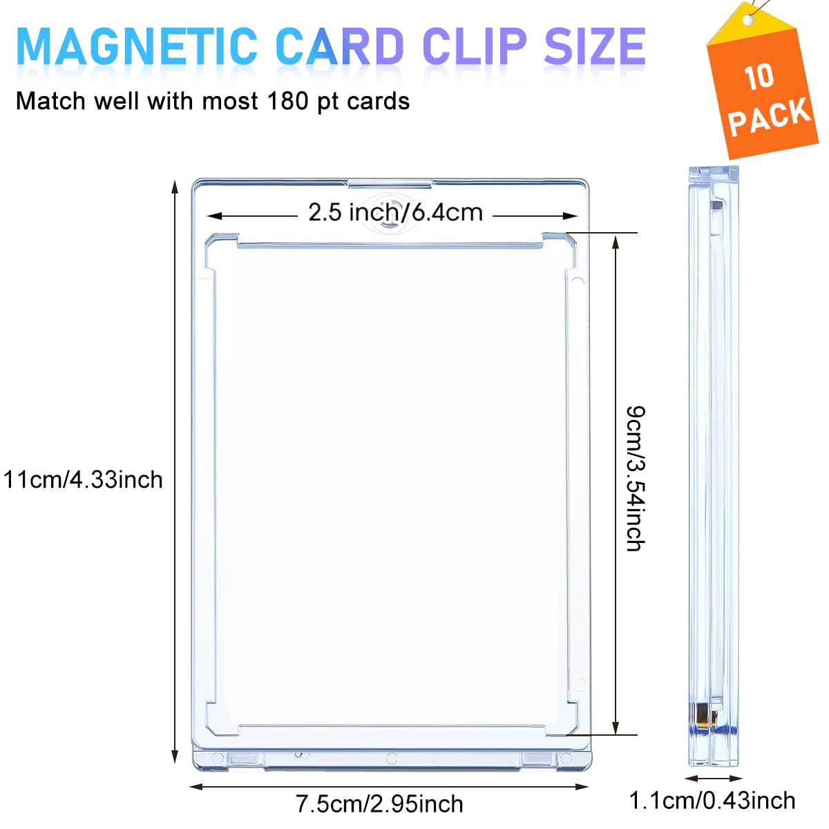 PATPAT Magnetic Game Card Holder for Trading Cards featuring 10pcs 6.3x8.8cm Acrylic Display Cases