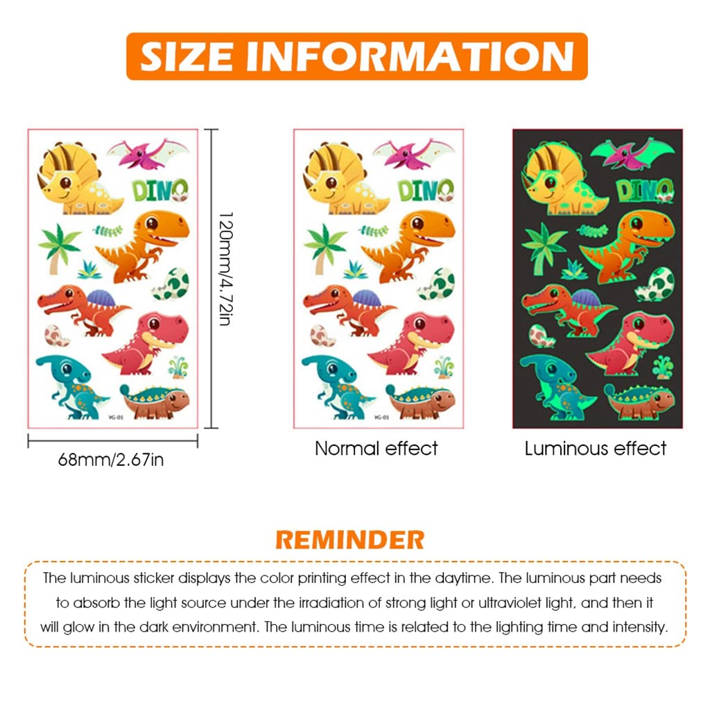 MAYCREATE Temporary Tattoo Stickers for Kids with 20 Sheets 6.8×12cm Night Glow | Waterproof