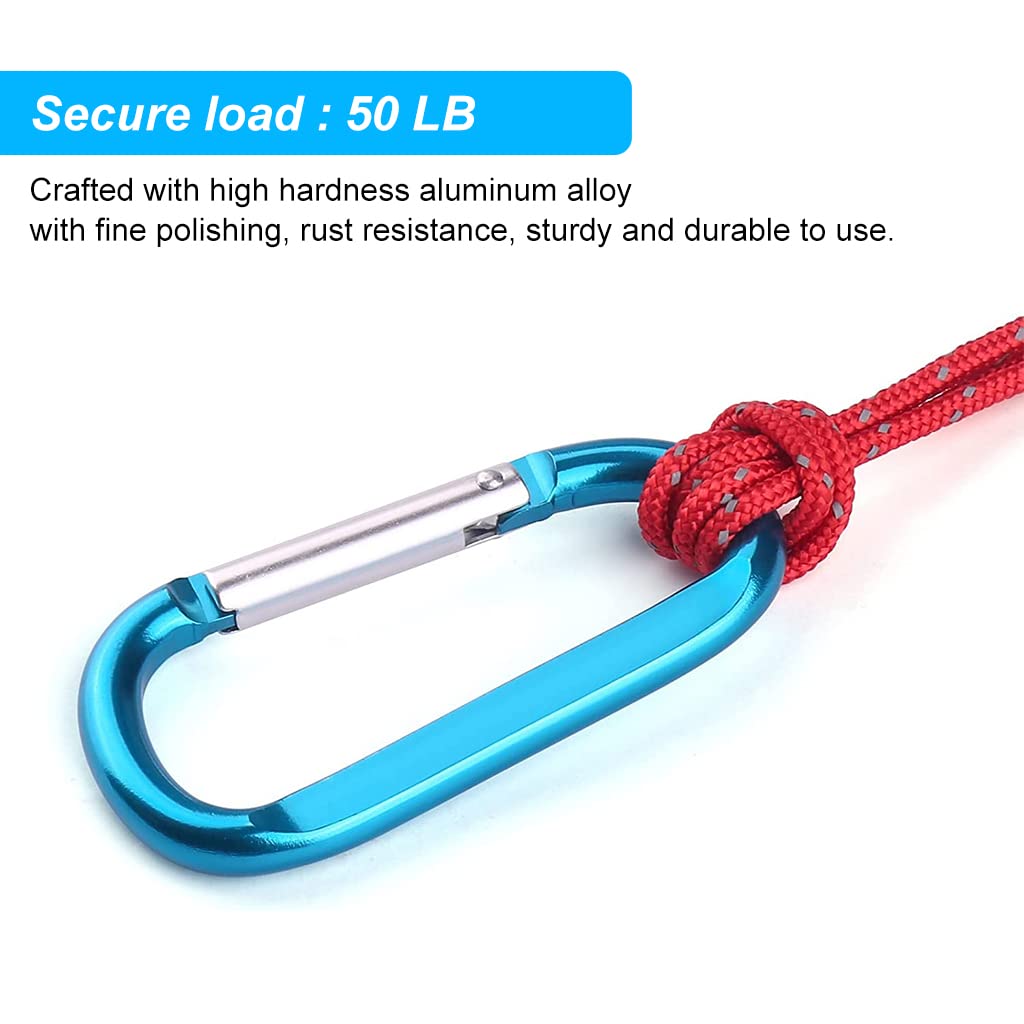 Proberos Carabiner Clip for Hiking and Travel including 5pcs 3.1 in D Ring Aluminum Hooks