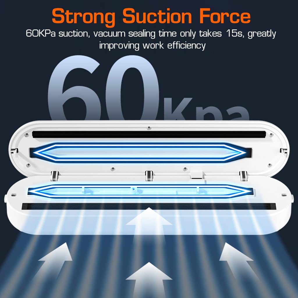 Supvox Vacuum Sealer Machine for Food with 10 Bags featuring 28 cm Sealing Width & Dry and Moist Modes | Full Automatic Kitchen Food Preserver