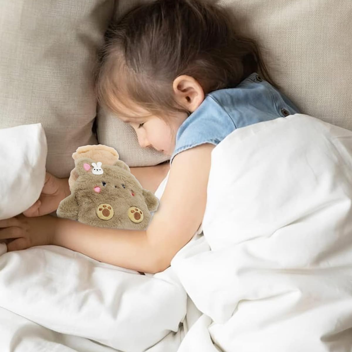 HANNEA Hot Water Bottle for Cramps and Pain Relief with Anti Leak Stopper and Soft Cover | Brown