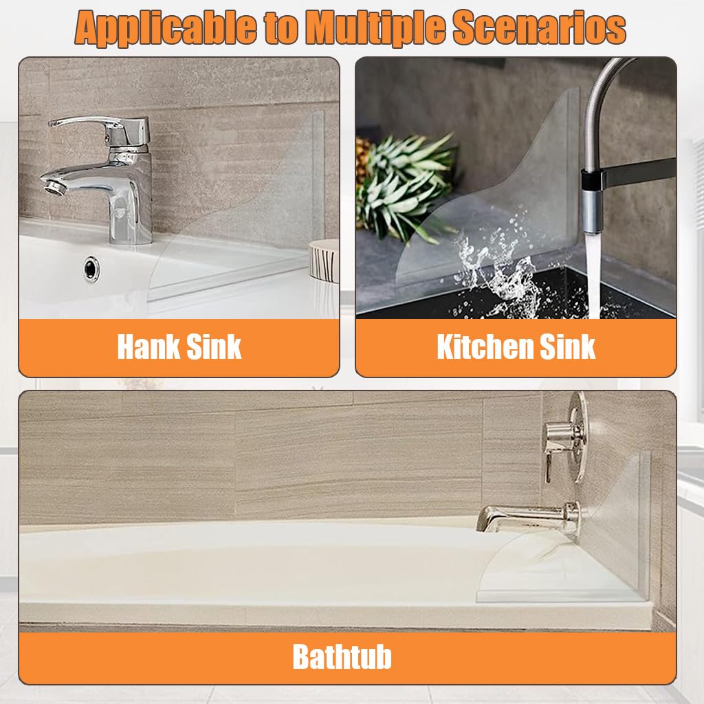 MAYCREATE Bathtub Shower Splash Guard for Corners with Triangle Acrylic Board & Self-Adhesive Design