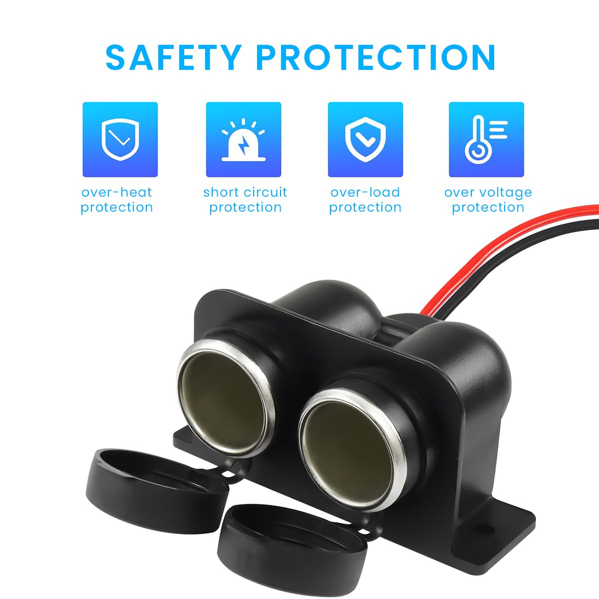 STHIRA Car Cigarette Lighter Socket for 12V and 24V Vehicles with Dual Splitter Caps | Easy Installation