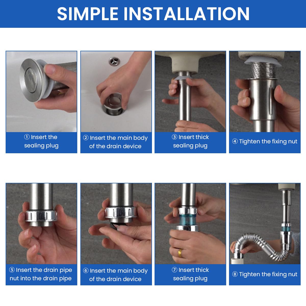 Supvox Sink Drain Pipe for Kitchen and Bathroom with 39cm Extendable Hose and Anti Odor Leakproof ABS Design