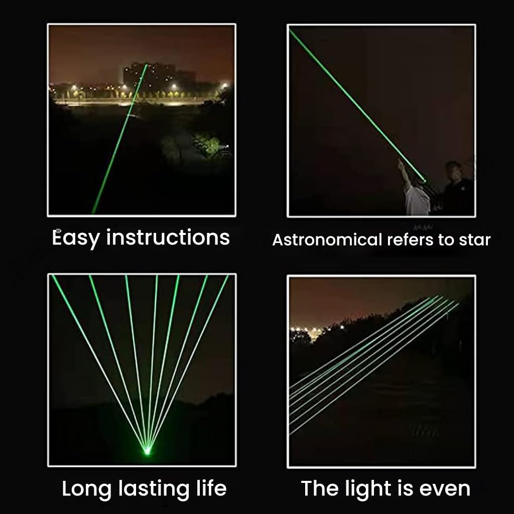Climberty USB Rechargeable Green Laser Pointer for Teaching with 1000m Beam and Rotating Star Cap