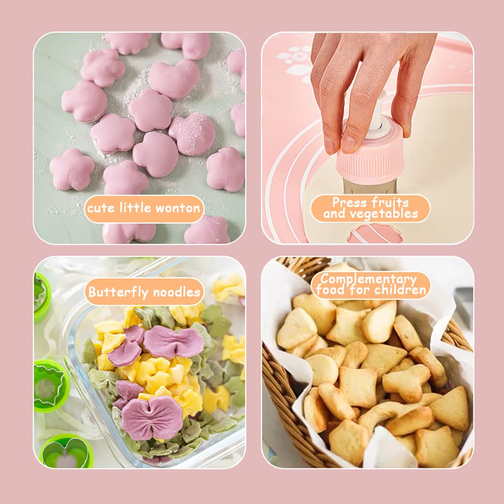 HASTHIP Cookie Cutter Shapes for Kids with Push Type Demold Handle and 5 Steel Molds | Pink
