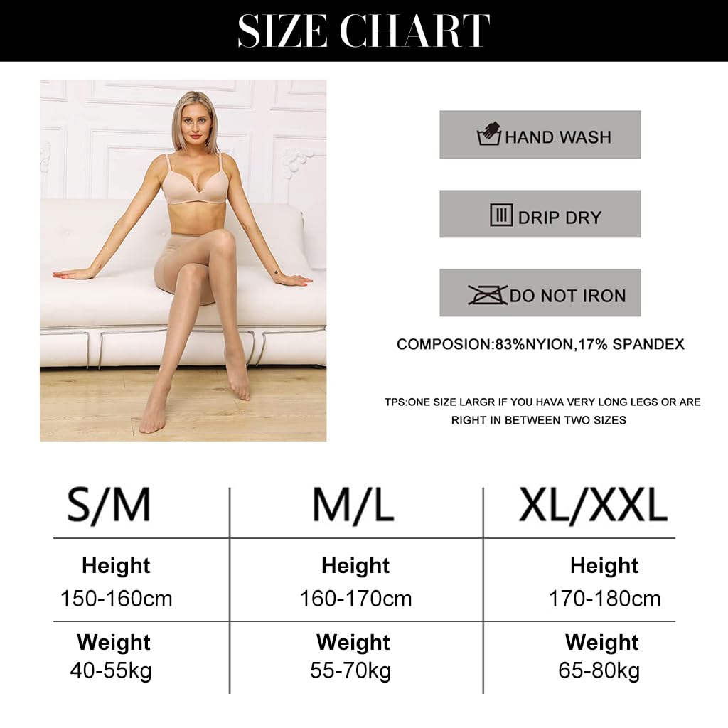 SANNIDHI Pantyhose for Women with High Waisted Butt Lifting Design and Sheer Nude Mesh | Fits M L 55 70kg