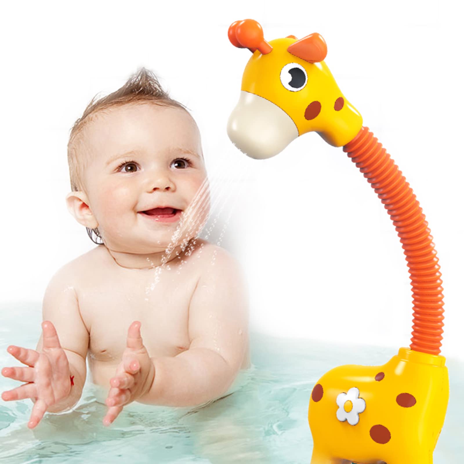 PATPAT Baby Bath Tub Toy Electric Shower Head Toy Cartoon Giraffe Bath Shower Toy Baby Bath Toys Cute Sprinkler Bathtub Toy for Boys Girls Kids Gifts