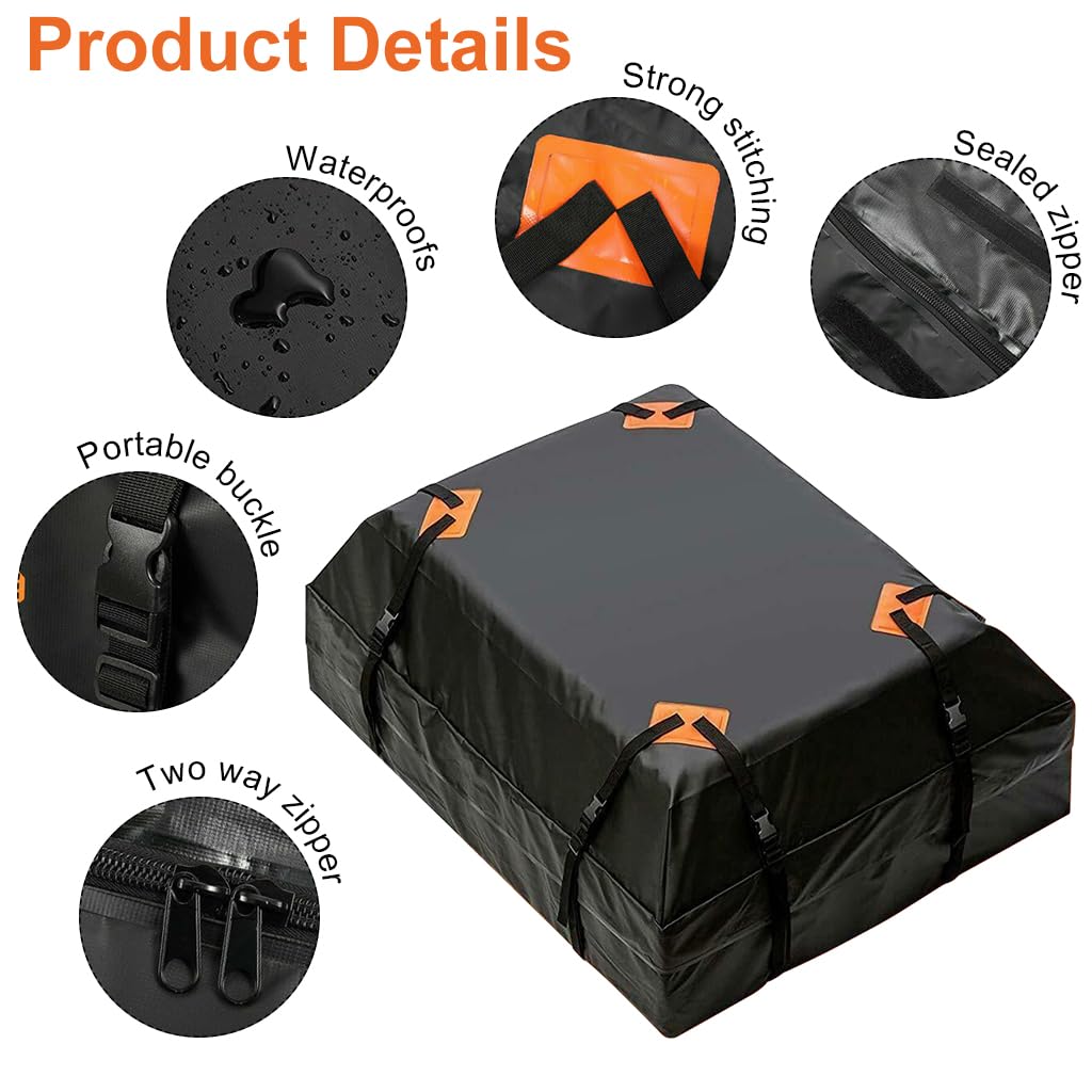 STHIRA Car Roof Luggage Bag for Road Trips featuring 400L Capacity and 4 Quick Release Buckles | 420D Oxford Waterproof Material