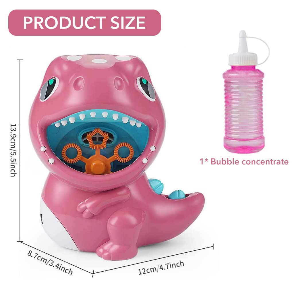 PATPAT Dinosaur Bubble Machine for Kids with Light and Music featuring 6 Wands 500+ Bubbles