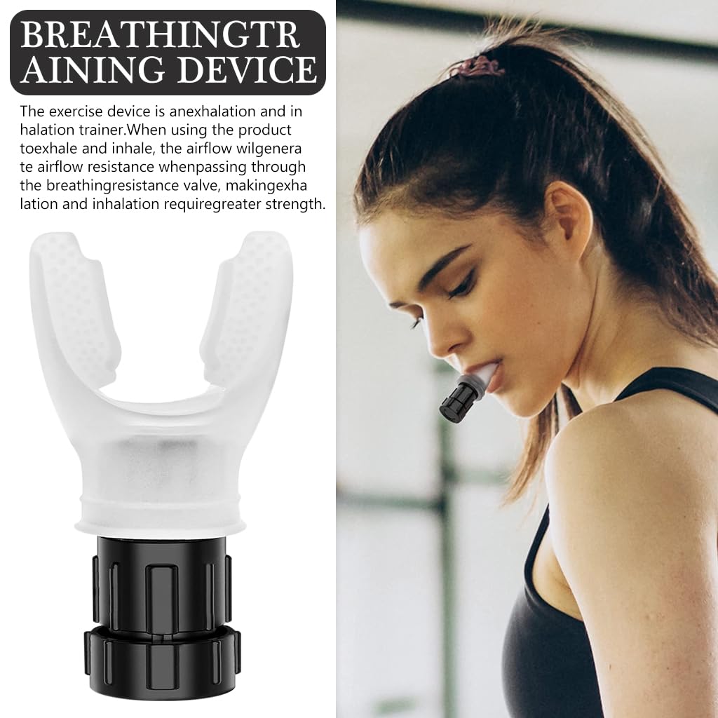 Proberos Breathing Trainer for Lung Strength and Endurance featuring Dual Resistance Knobs | White