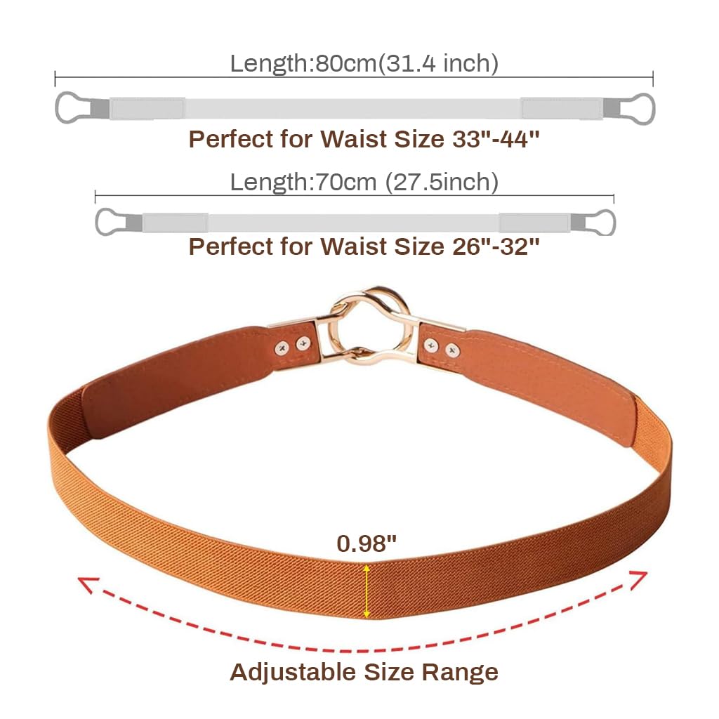 Venzina® Waist Belt for Women Waist Belt Narrow Slim Waist Belt PU Leather Waist Belt Dress Belt Stylish Fashion Casual Women Belt for Blazer, Suit, Dress, Gown (60-80cm, Orange)