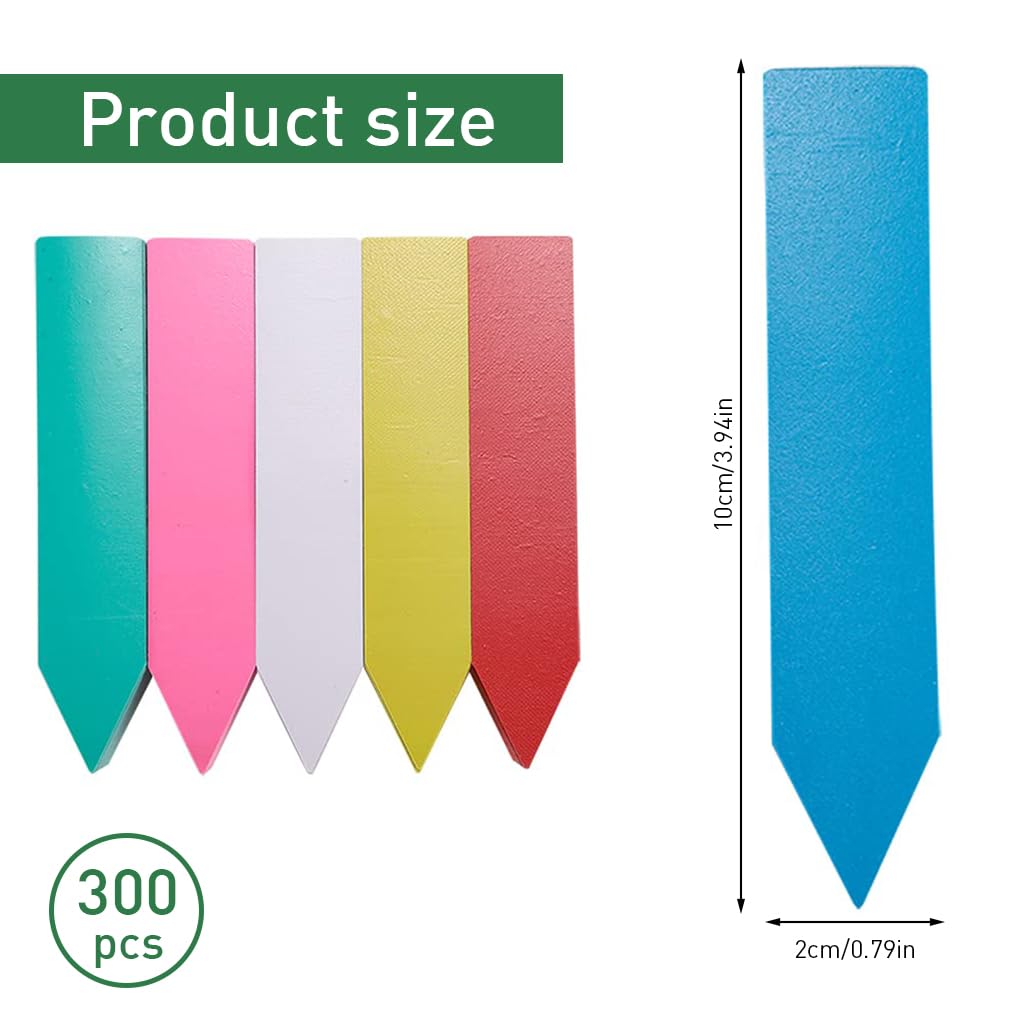 HASTHIP Plant Labels for Garden Use with 300 Pcs 10cm x 2cm PVC Tags in 6 Colors | Waterproof and Reusable Markers
