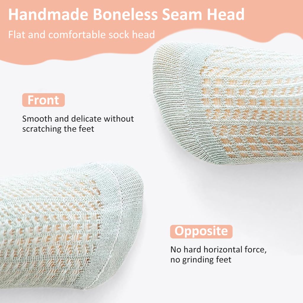 SNOWIE SOFT Baby Socks Set for 0–18 Months with 6 Pairs Breathable Cotton and Anti Slip Grip | Cute Cartoon Design for Boys and Girls