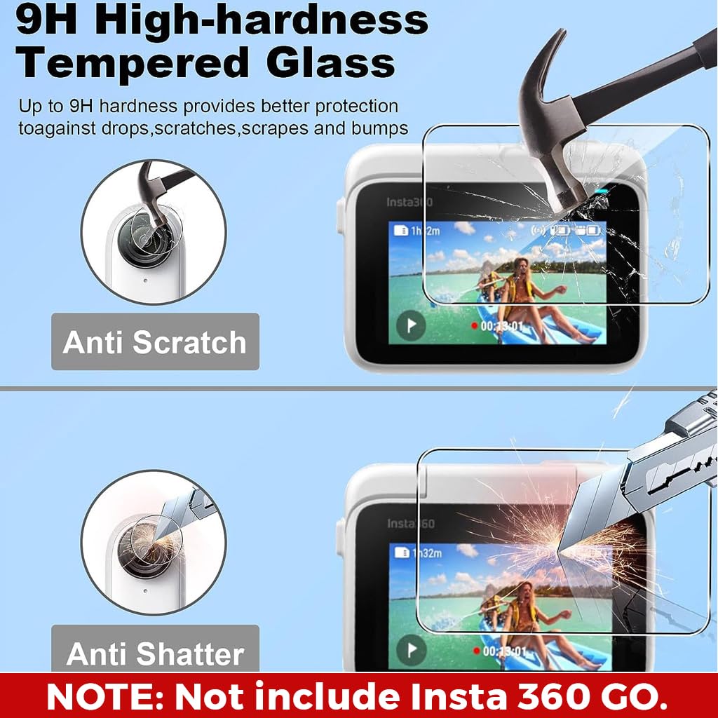 ZORBES Screen Protector for Insta 360 GO 3 with 9H Tempered Glass and Anti Glare Lens | 2 Set