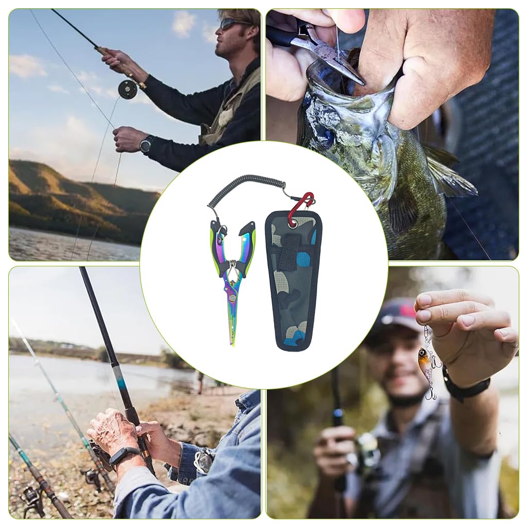 Proberos Fishing Pliers for Anglers with Spring‑Loaded Grip and 3 PCS Stainless Steel Set