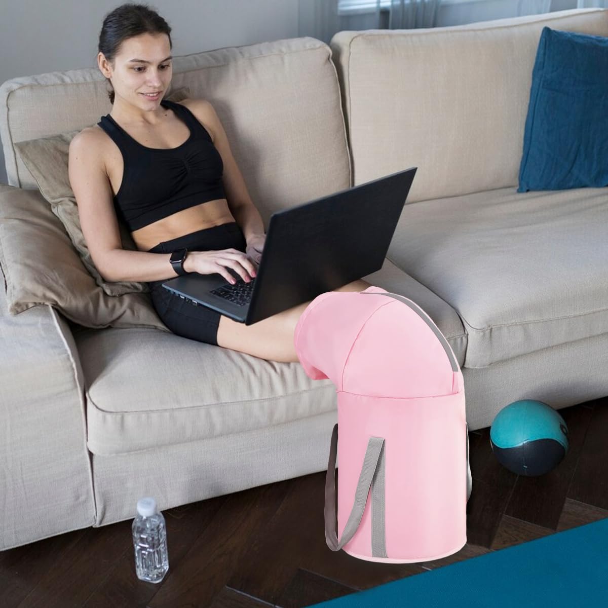 HANNEA Collapsible Foot Soaking Bath Basin for Travel and Home Use featuring Overknee Design | Foldable Insulated Pink Spa Tub