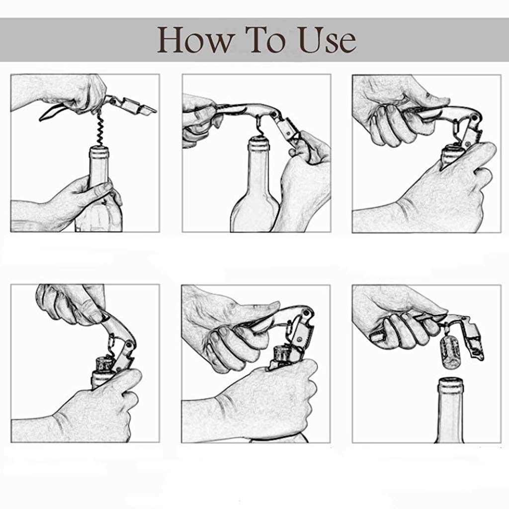 HASTHIP® Professional Waiters Corkscrew Open Beer Wine Bottles Made of Stainless Steel Natural Rosewood 3 PCS