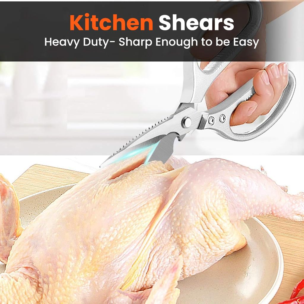 ZIBUYU Kitchen Shears for Meat and Vegetables with Ergonomic Anti Slip Grip | Stainless Steel