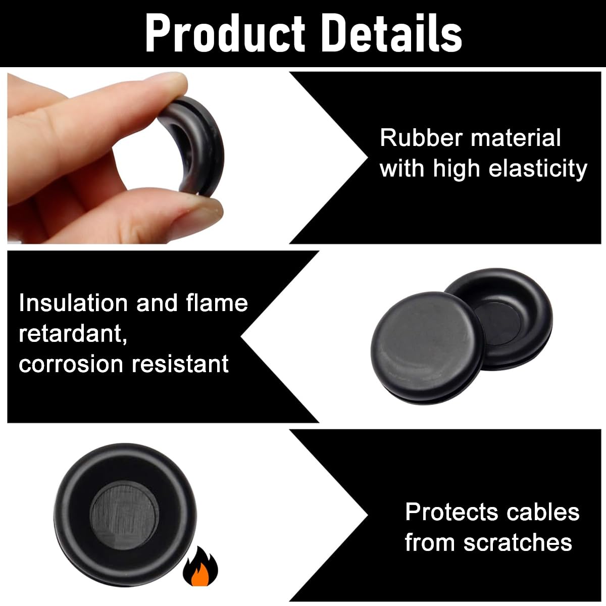 Serplex Rubber Grommet Firewall Plug Kit 170 pcs with 7 Sizes for Wire and Plumbing | Flexible Closed Hole Rings Featuring Organized Storage Box