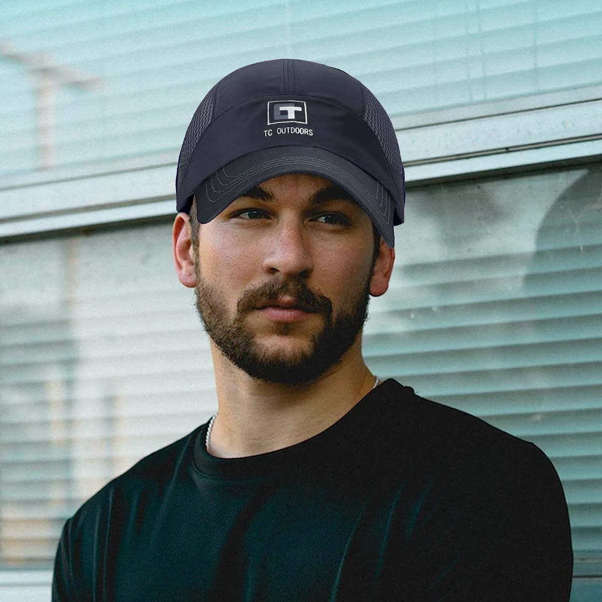 GUSTAVE Sport Baseball Cap for Running and Outdoor Use with Breathable Mesh 22–23.6 in Adjustable Blue